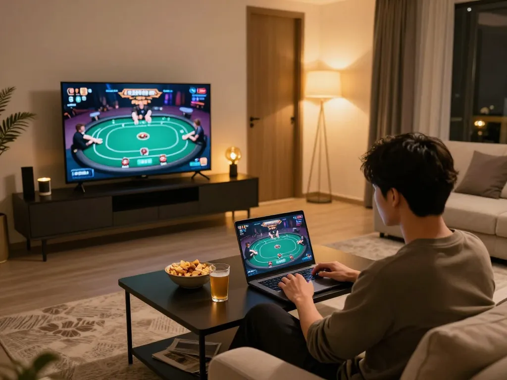 Engaging in online game at TRANG CHỦ LUCK8 with cozy setup and competitive environment