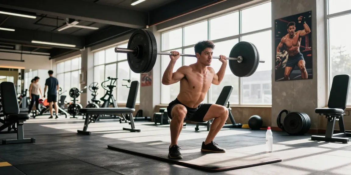 Kraftvolle Bodybuilding-Szene im Anabolika Shop Deutschland, die Stärke und Hingabe zeigt.