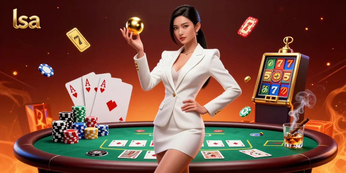 Experience thrilling gameplay at lsa with a vibrant casino scene featuring a confident Asian woman and dynamic elements.