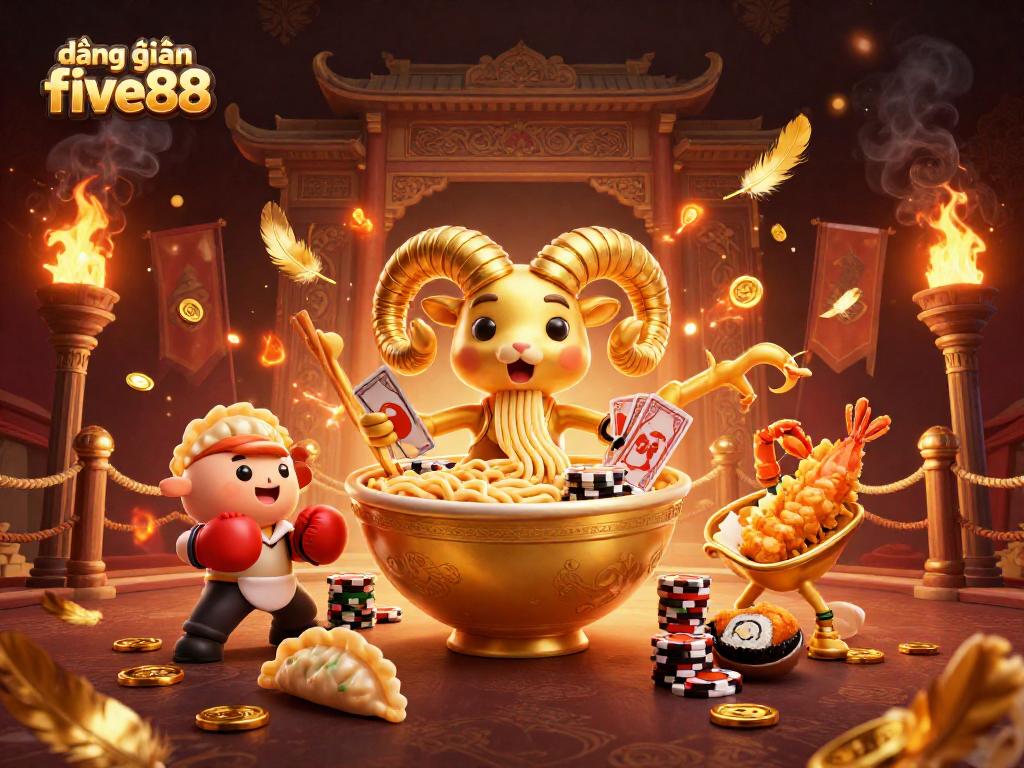 Engage in thrilling gameplay at đăng nhập five88 with a vibrant casino-themed illustration featuring dynamic characters and action.