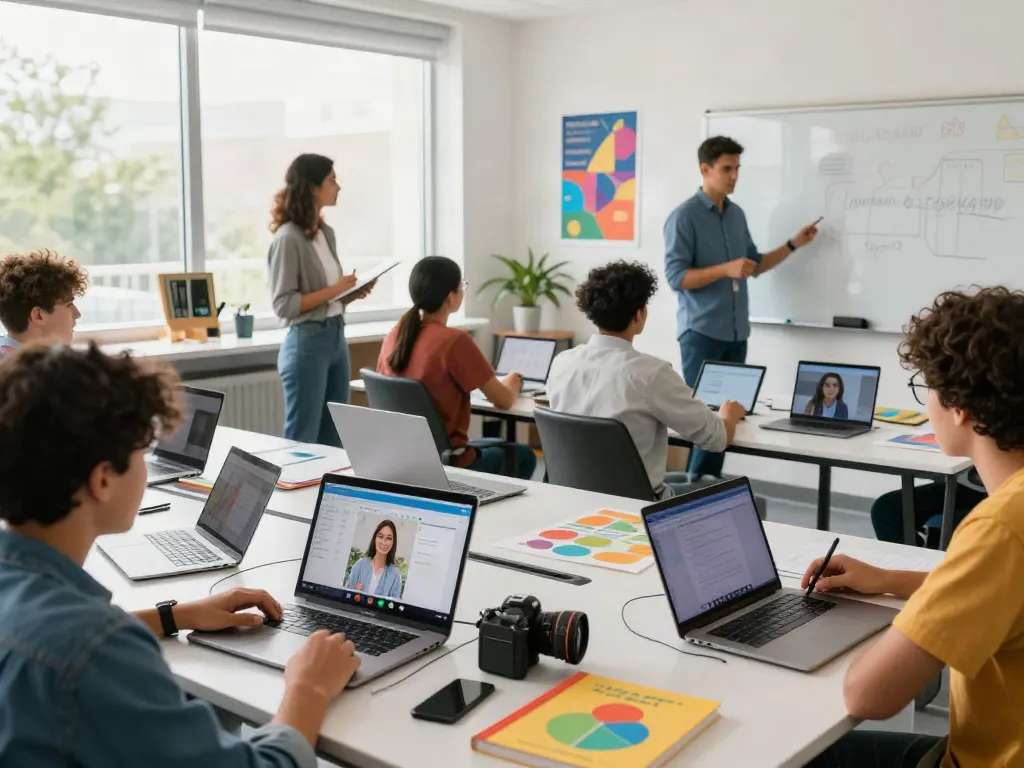 Interactive digital learning scene showcasing rokok88 link login in a modern classroom