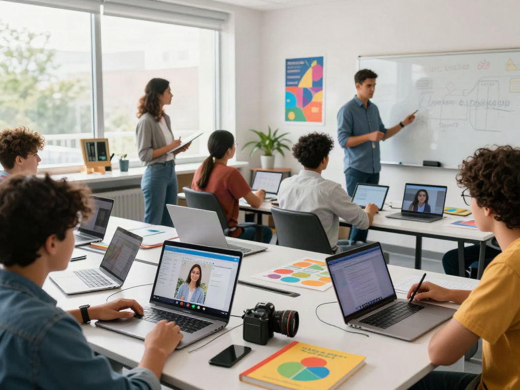 Interactive digital learning scene showcasing rokok88 link login in a modern classroom