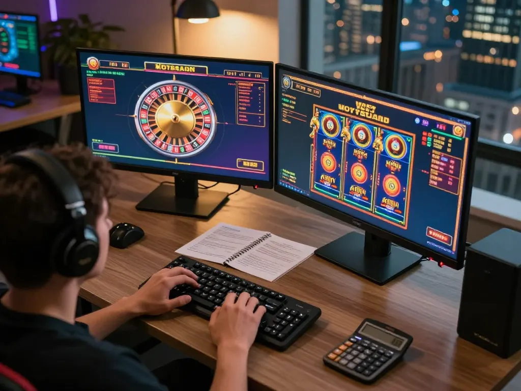 X88 online gaming scene with a player engaged in roulette and slots, showcasing strategic gameplay at home.