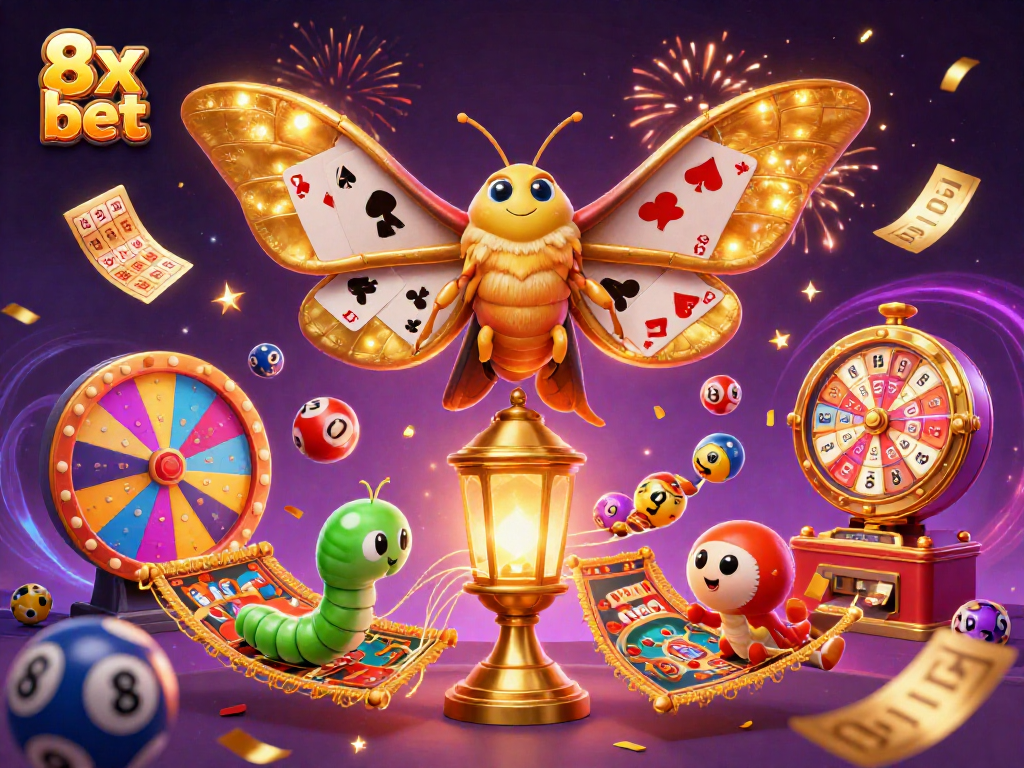 Experience thrilling gameplay and vibrant excitement at 8x bet with colorful lottery elements and golden symbols.