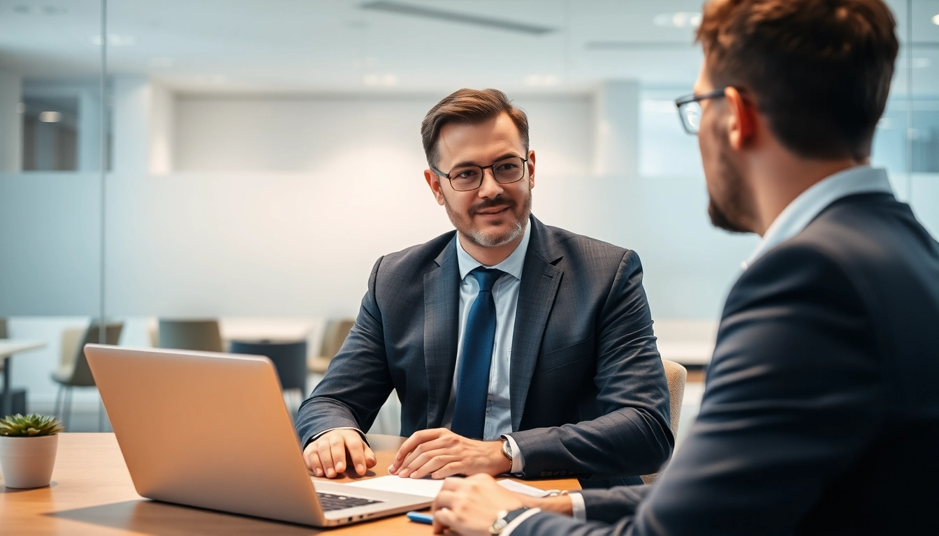 Professioneller Headhunter Hagen bei einem Bewerbungsgespräch in modernem Büro.