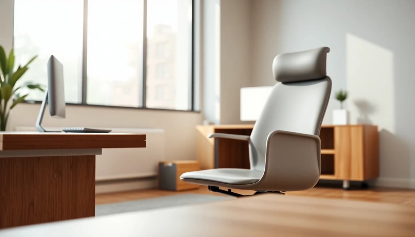 Refurbished Vitra Stuhl vor einem modernen Schreibtisch in einem einladenden Büro.