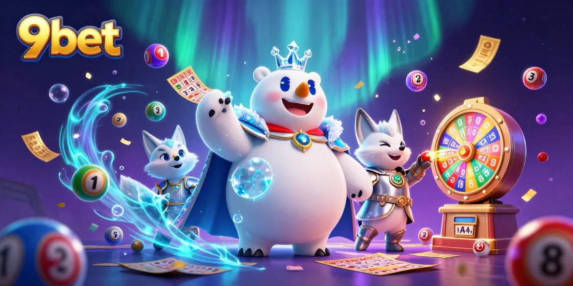Join the excitement with 9bet in this vibrant lottery-themed illustration showcasing dynamic gameplay.