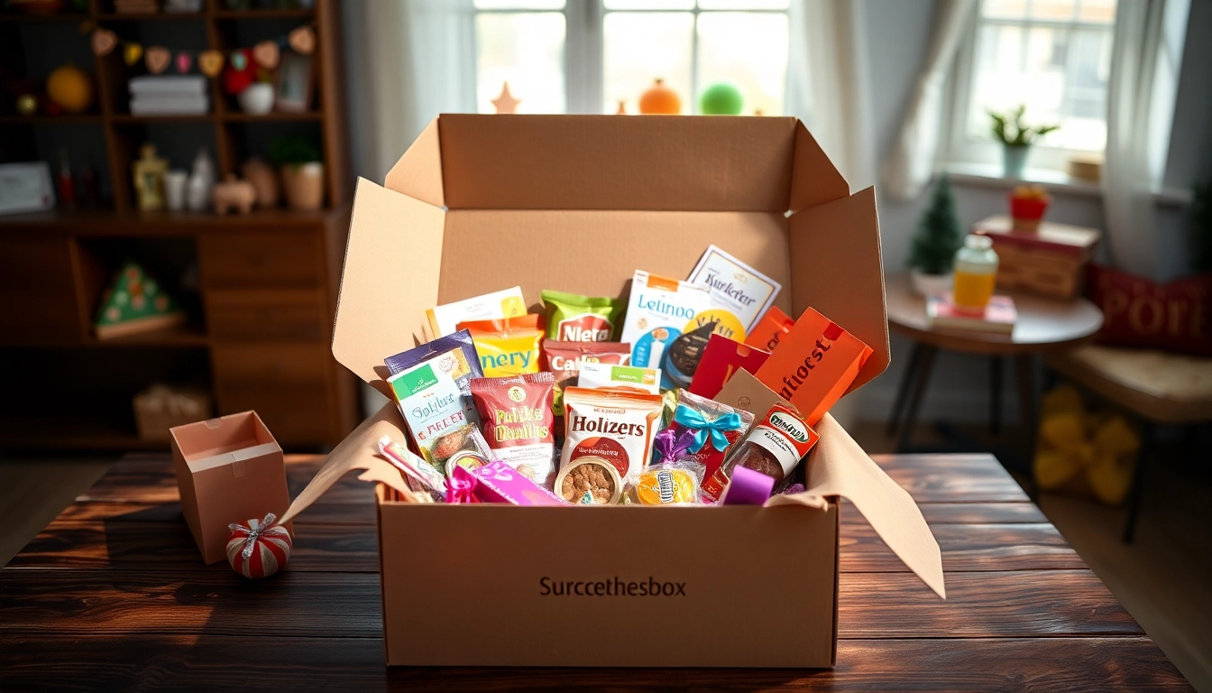 In einer Überraschungsbox bunte Leckereien und Überraschungen entdecken.