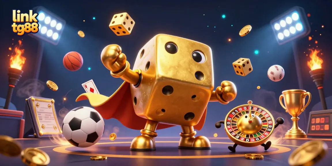 Experience thrilling gameplay with link tg88 as the golden dice golem juggles winning bets and sports balls.