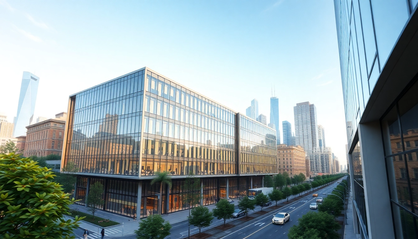 Architektur visualisierung eines modernen Gebäudes in urbaner Umgebung.