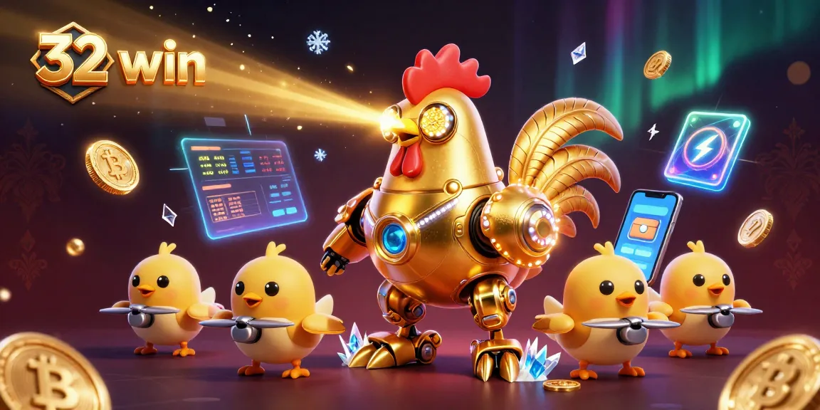 Experience the thrill of gaming at 32 win with vibrant 3D casino-themed digital artwork.
