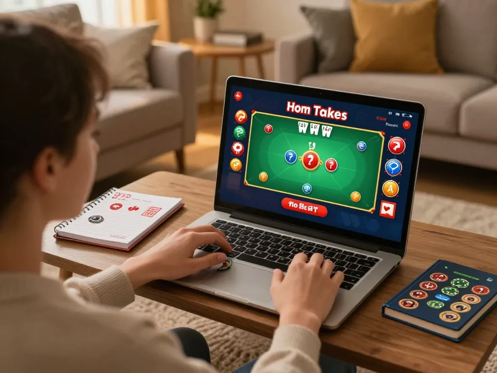 Player enjoying 99win mobile app poker game in cozy home setting.
