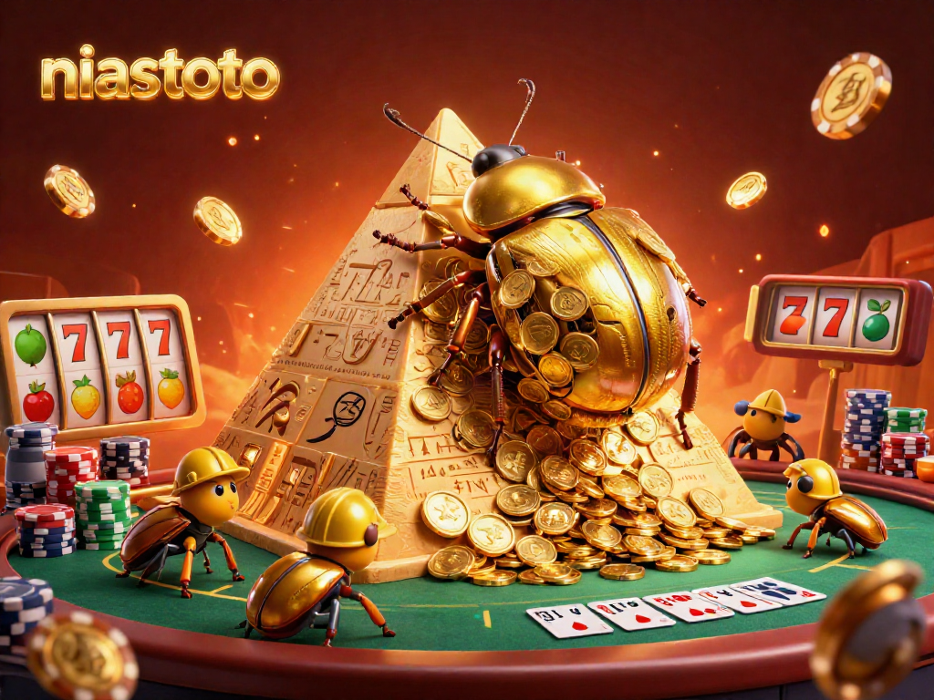 Menggulung koin emas, niastoto memimpin beetle berjuang untuk kemenangan di kasino.