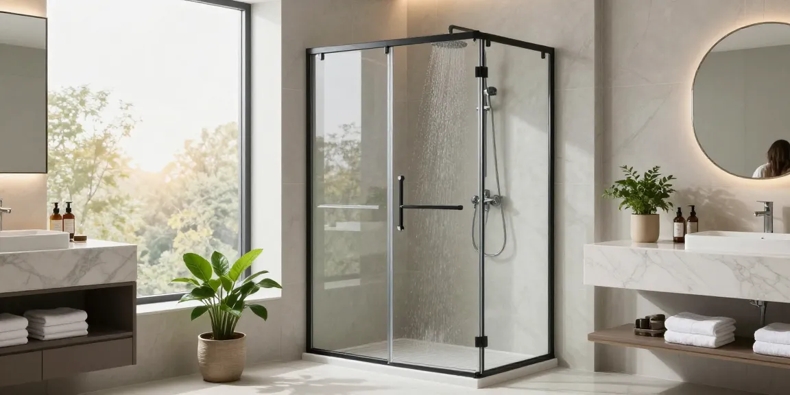 Stijlvolle installatie van een douchecabine met een moderne douchecabine met schuifdeur in een elegante badkamerinrichting.