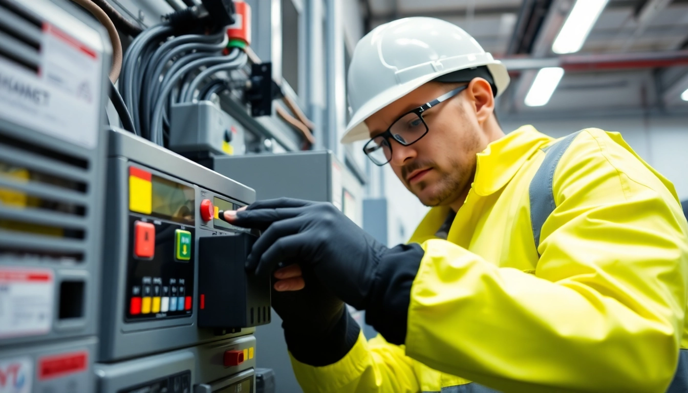 Technician conducting a thorough DGUV V3 Prüfung on electrical equipment to ensure workplace safety.