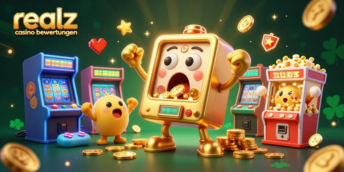 Erleben Sie die Realz Casino Bewertungen mit einem goldenen Spielautomat und fröhlichen Baby-Slots.