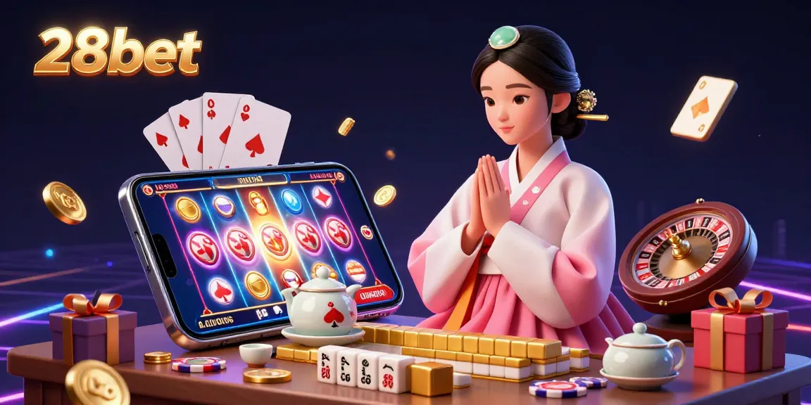 Experience gripping excitement with 28bet in this vibrant 3D casino illustration featuring games and joyful celebrations.