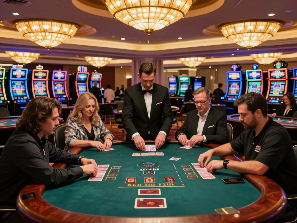 Players engaging in blackjack games at DH88 casino, creating an exciting gambling atmosphere.