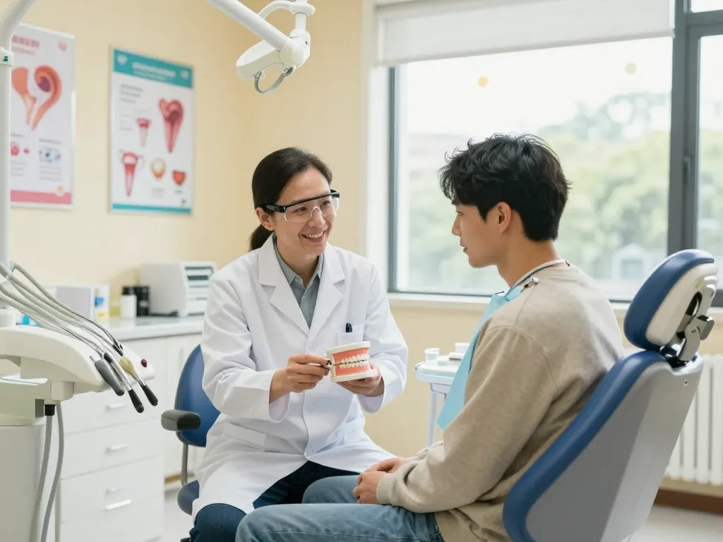 Patient berät sich mit einem Zahnarzt Wien in einer modernen Zahnarztpraxis über Zahngesundheit.