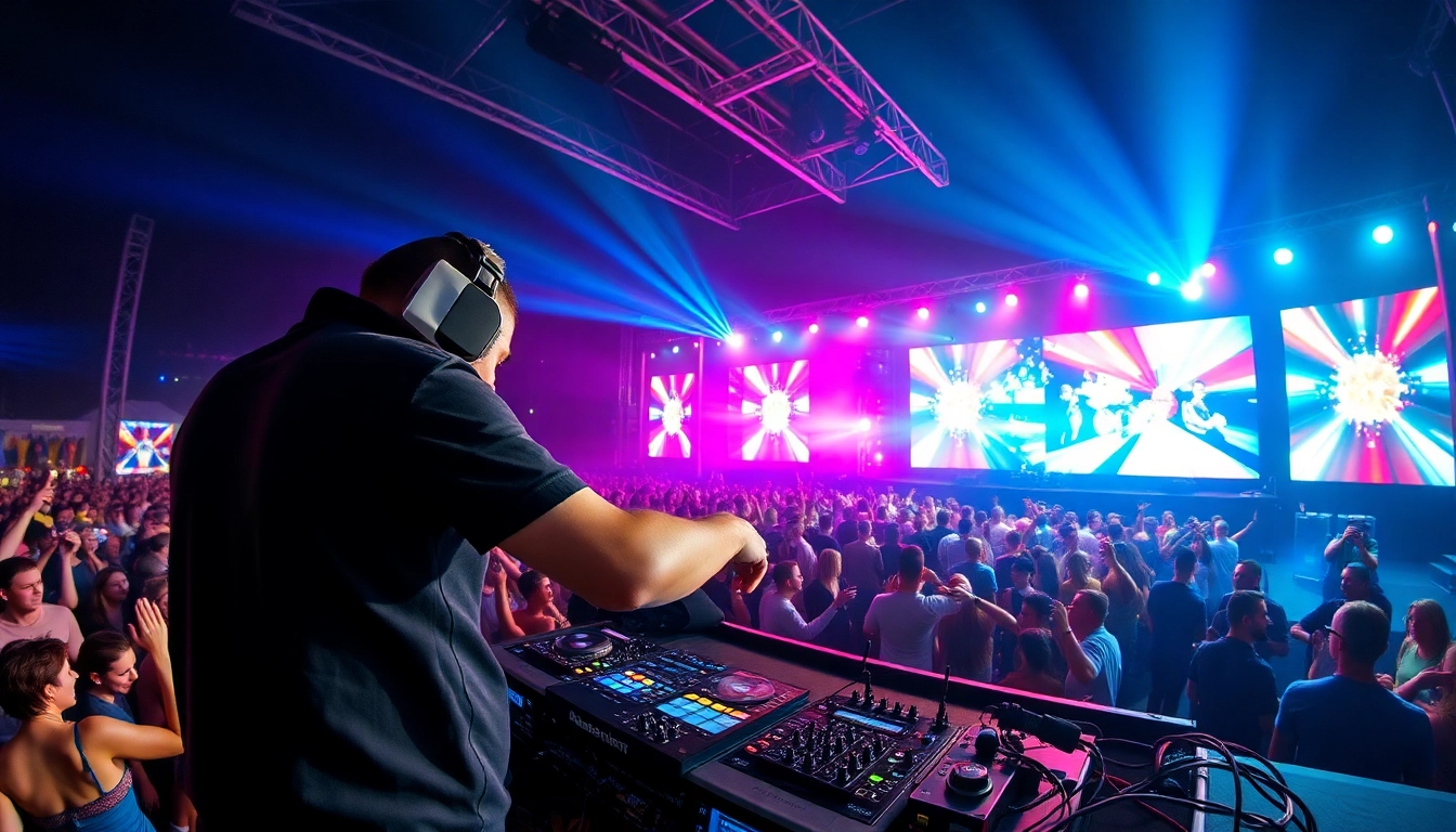 DJ aus München begeistert das Publikum mit energetischer Musik auf einem Festival.