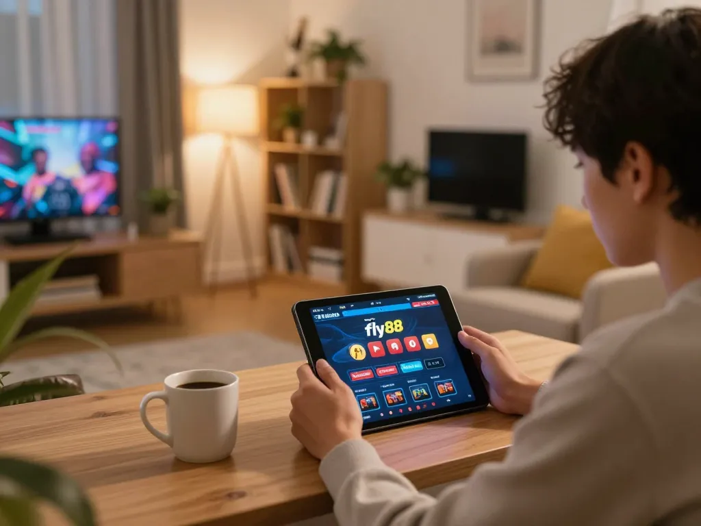 Experience the excitement of playing on trang chủ fly88 through a cozy home gaming setup, showcasing strategy and relaxation.