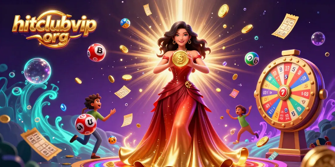 Experience thrilling wins with vibrant games at hitclubvip org, featuring a gold coin and colorful lottery balls.