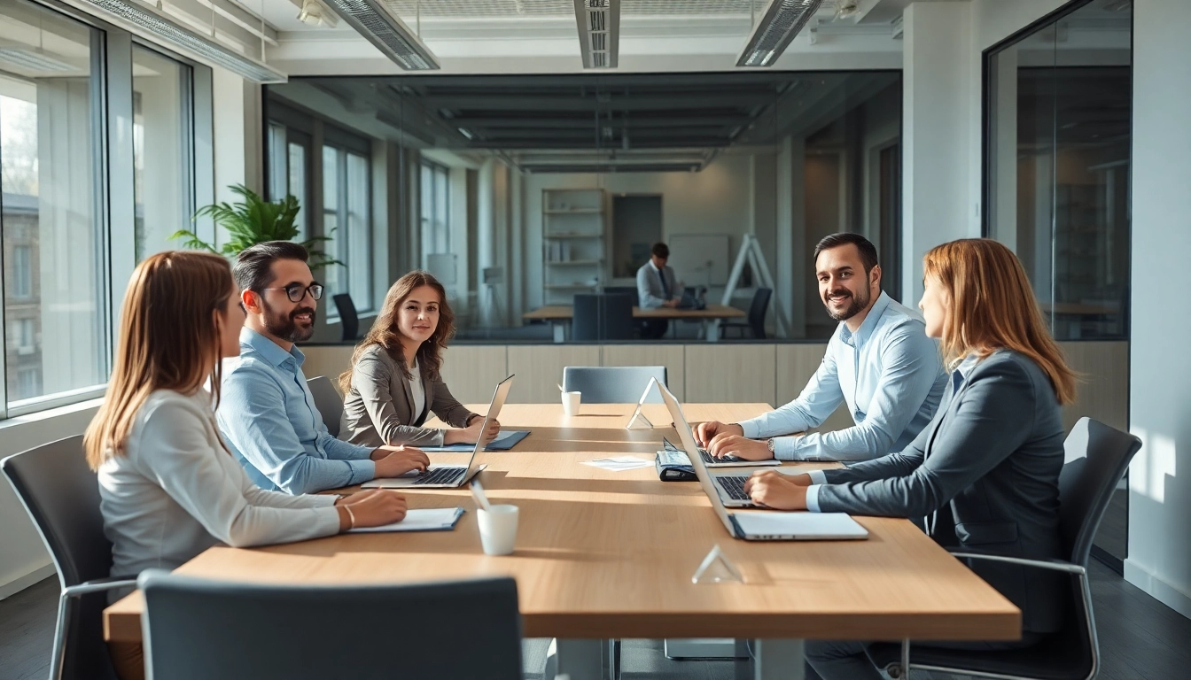 Unternehmensberatung: Berater arbeiten konzentriert im modernen Büro an Strategien zur Geschäftsentwicklung.