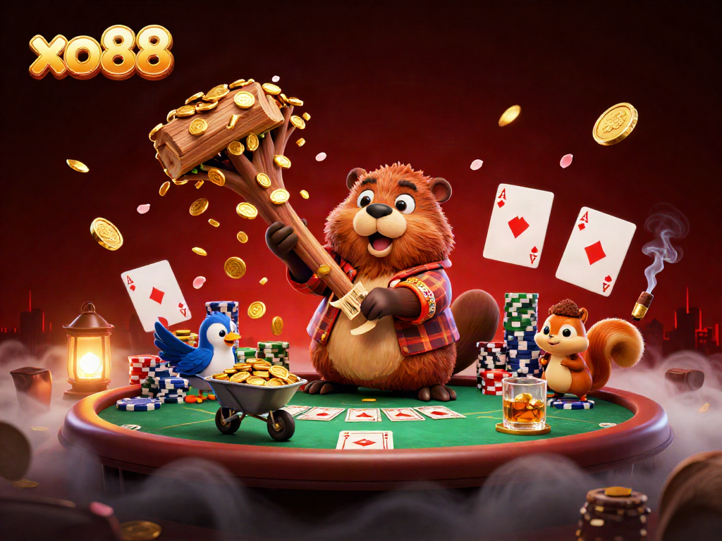 Experience winning at xo88 with playful characters celebrating golden coin rewards.