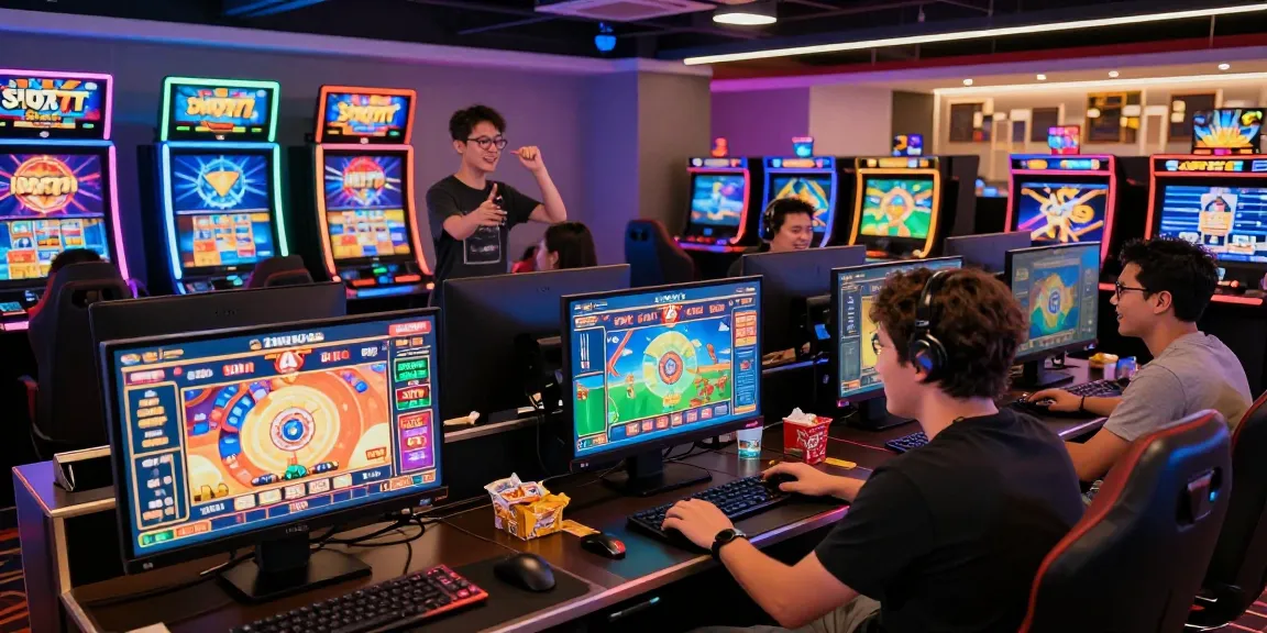 Pengalaman bermain Slot777 yang menarik dengan pemain di kasino digital, layar menunjukkan jackpot mengesankan.