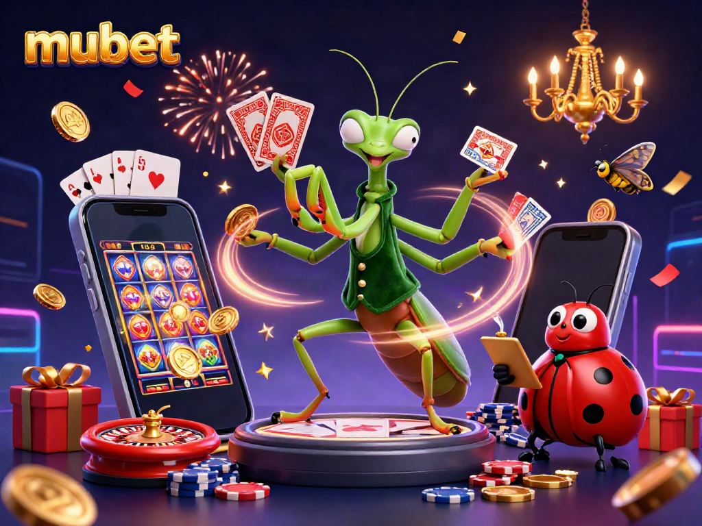 Experience the thrill of gaming at Mubet with vibrant casino characters and elements.