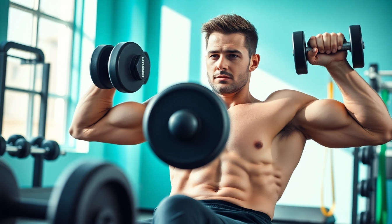 Trenbolon kaufen: Starker Athlet im Fitnessstudio beim Krafttraining.