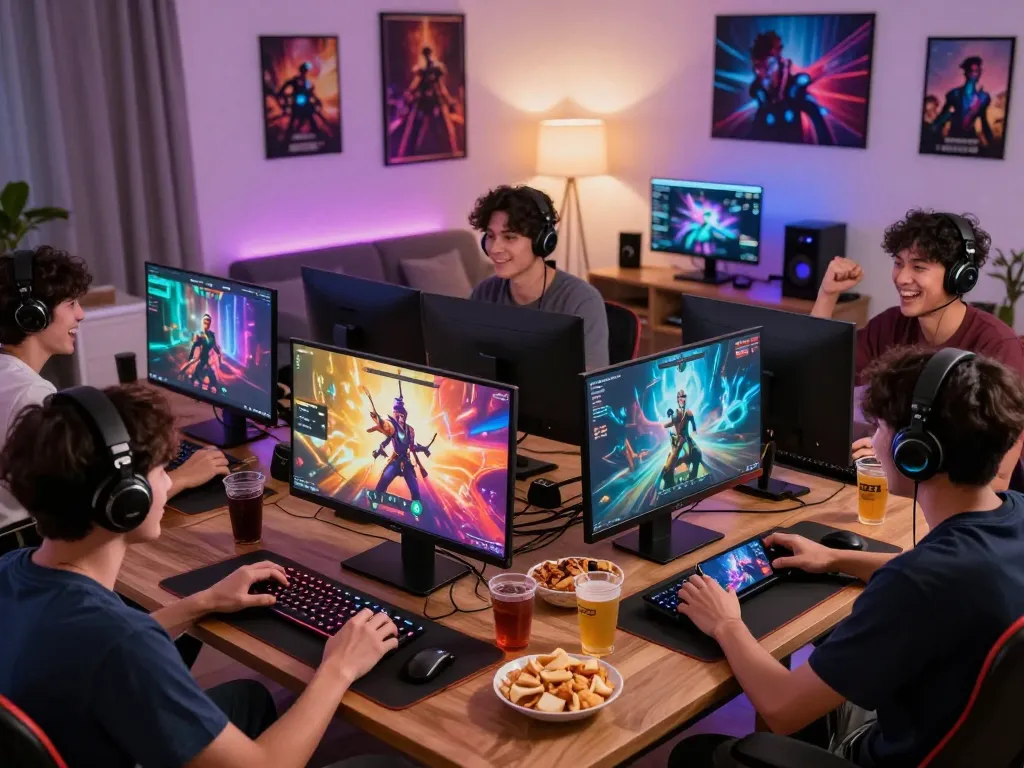 Exciting online gaming moment with players enjoying Rik vip games on various devices in a cozy atmosphere.