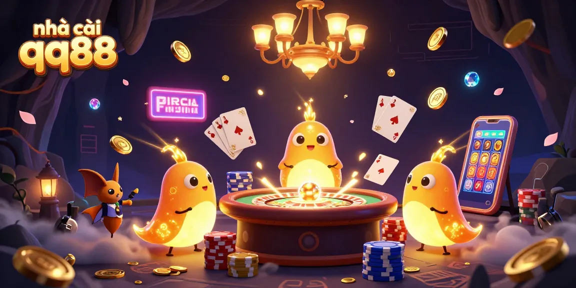 Experience excitement at nhà cái qq88 as glowworms illuminate a vibrant casino scene.