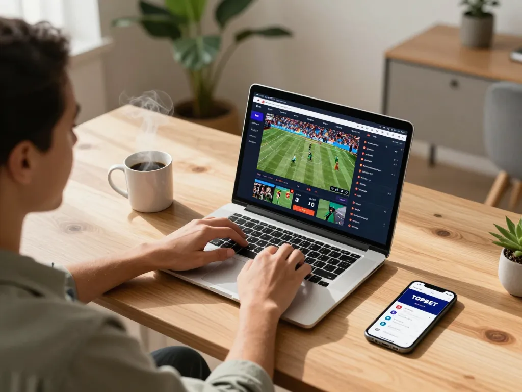 Engaging user actively placing bets on TOPBET app during live sports events.