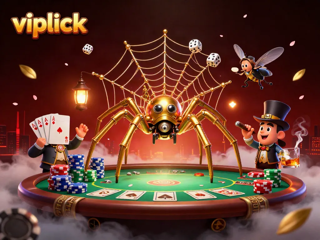 Experience winning with vipluck casino web as a steampunk spider weaves luck in an enchanted scene.