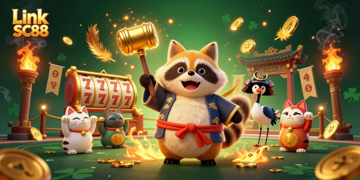 Win big with Link SC88 as the cheerful tanuki and lucky symbols enhance your gaming experience.