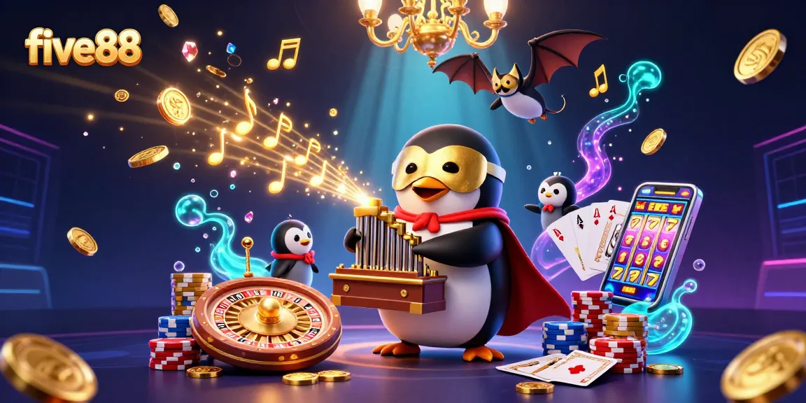 Experience dynamic gameplay at five88 with golden coins and vibrant casino elements.