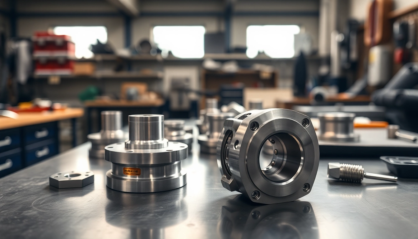 Drehteile auf einem Werkstatttisch, die Präzision und Qualität der CNC-Bearbeitung zeigen.
