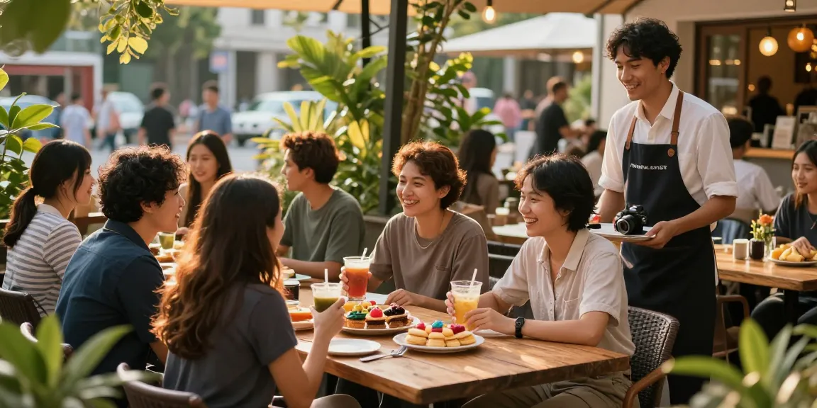 Relaxing moment in a café showcasing drinks and pastries related to rokok88 rtp events.