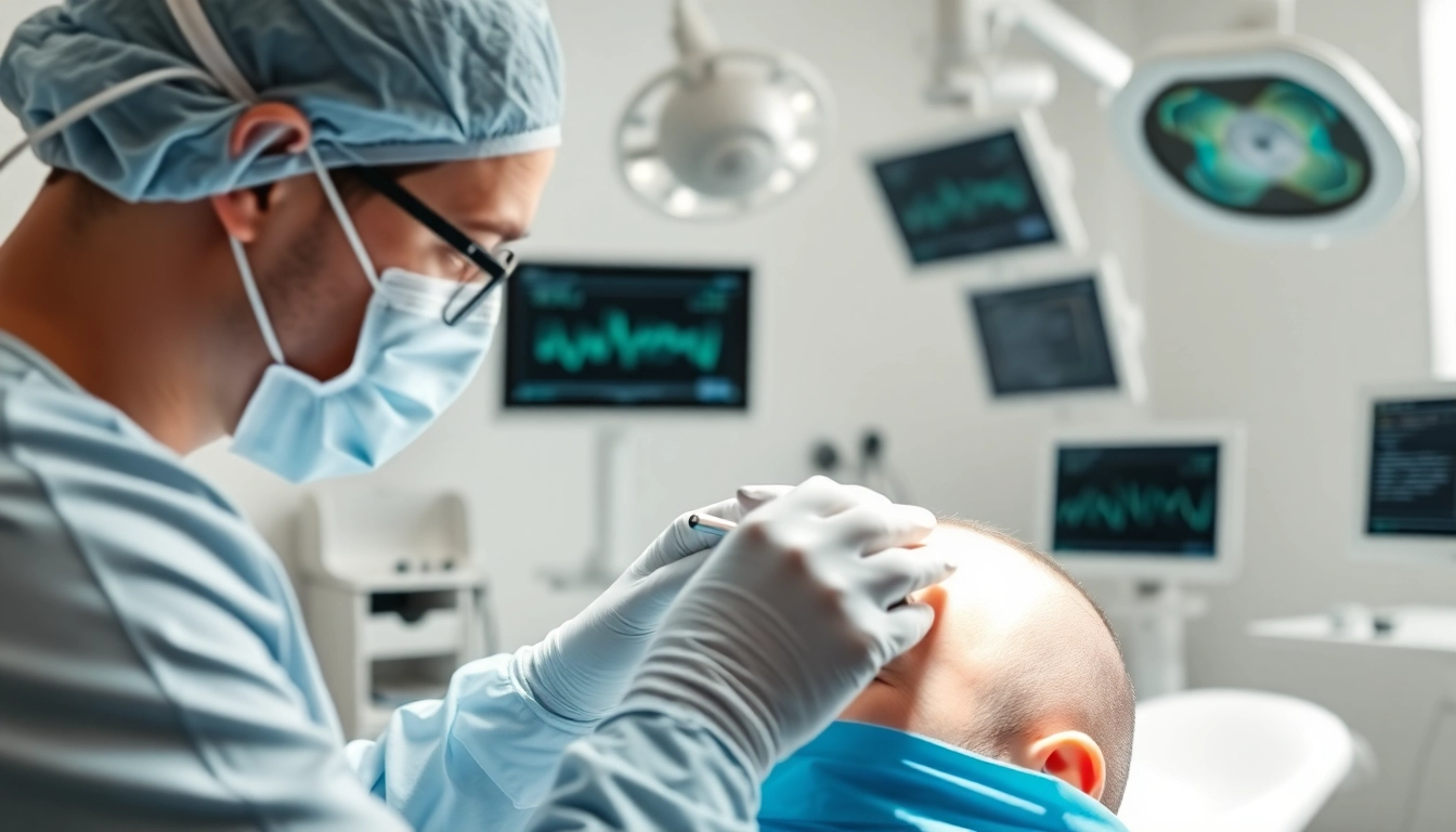Haartransplantation Türkei kosten im modernen Kliniksetting mit behandelndem Arzt und entspanntem Patienten.