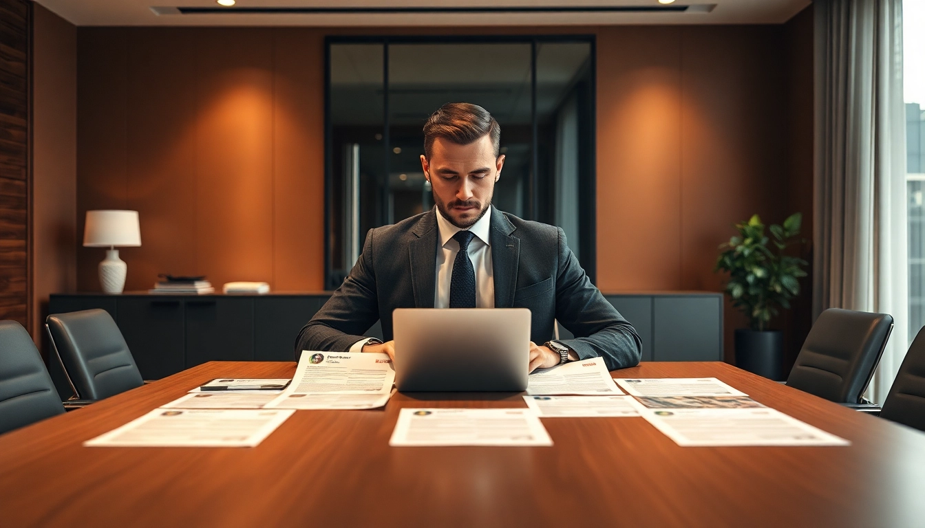 Headhunter analysiert Lebensläufe in einem modernen Büro.
