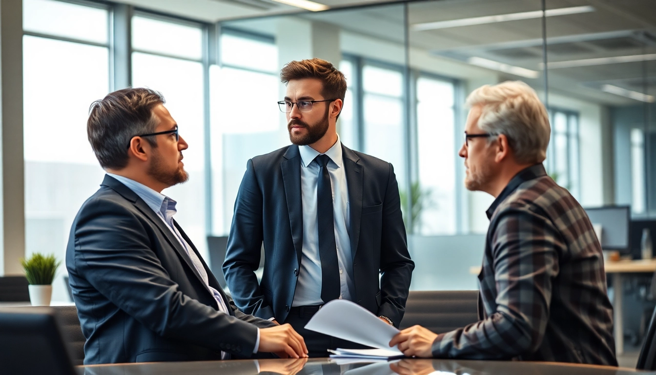 Headhunter Ingenieure in einem Beratungsgespräch mit einem Ingenieur, der interessiert zuhört.