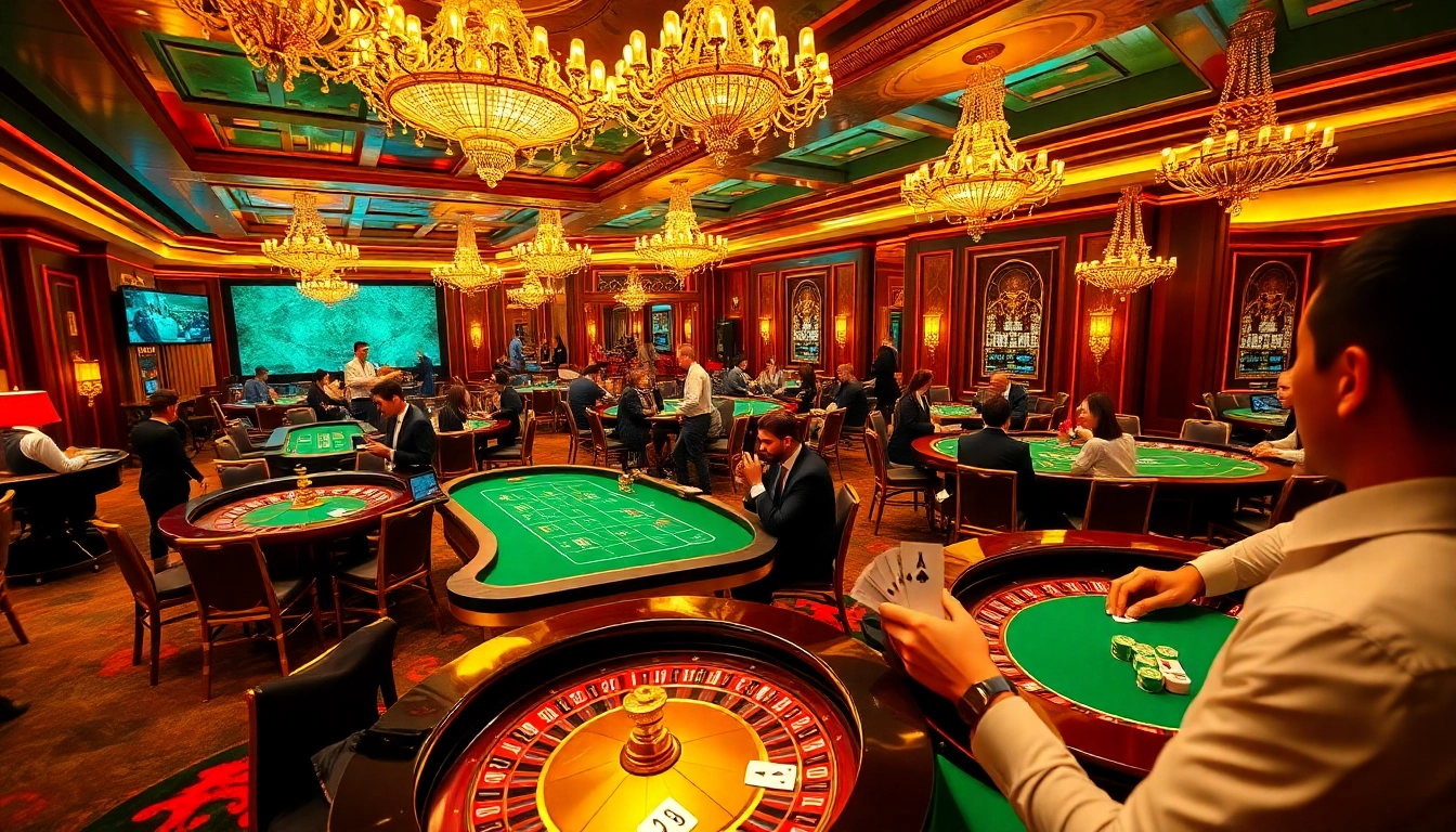 Experience the thrill of winning at https://cf789.lat in this luxurious casino scene filled with excitement.