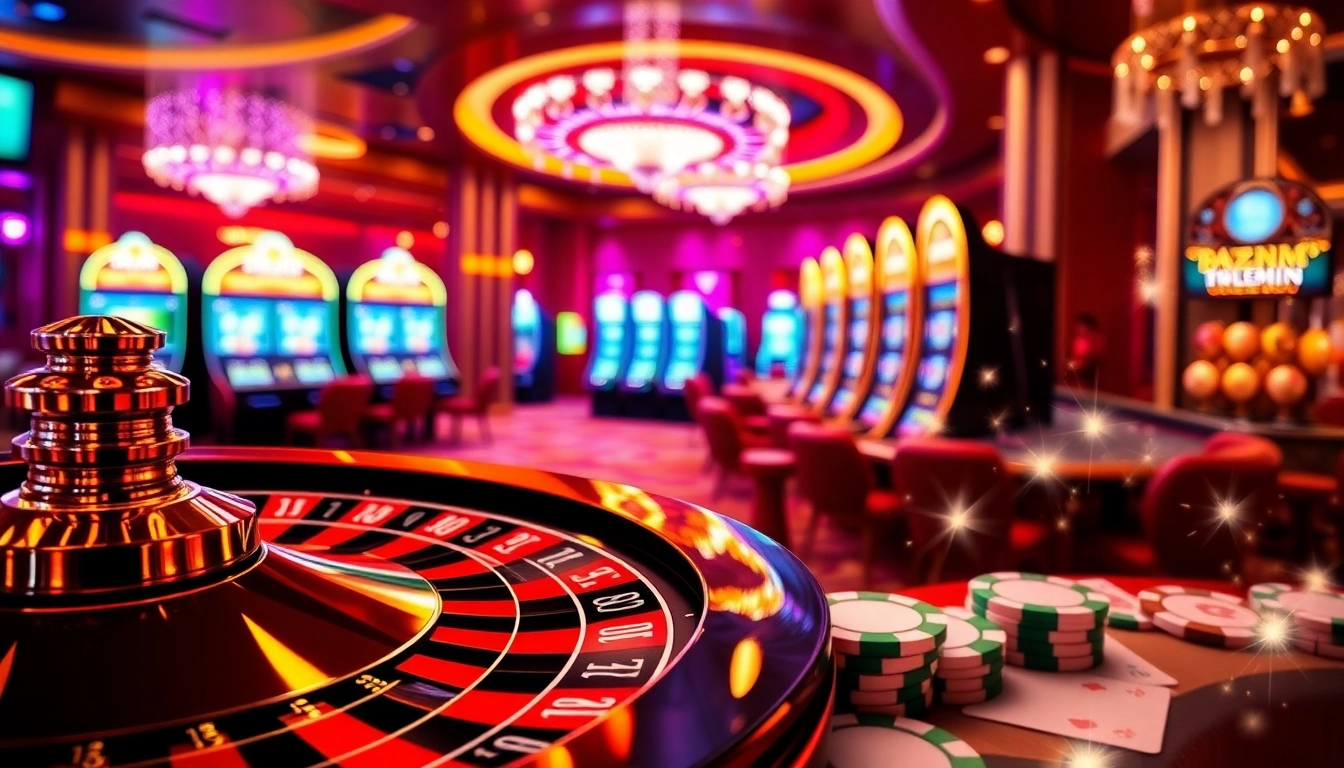 Experience the excitement of 789win with vibrant casino scenes featuring roulette, slots, and chips.