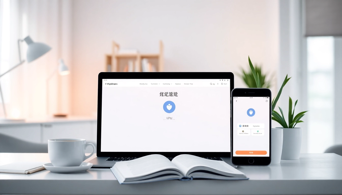 快连下载 VPN app interface displayed on multiple devices, showcasing security and user-friendliness.