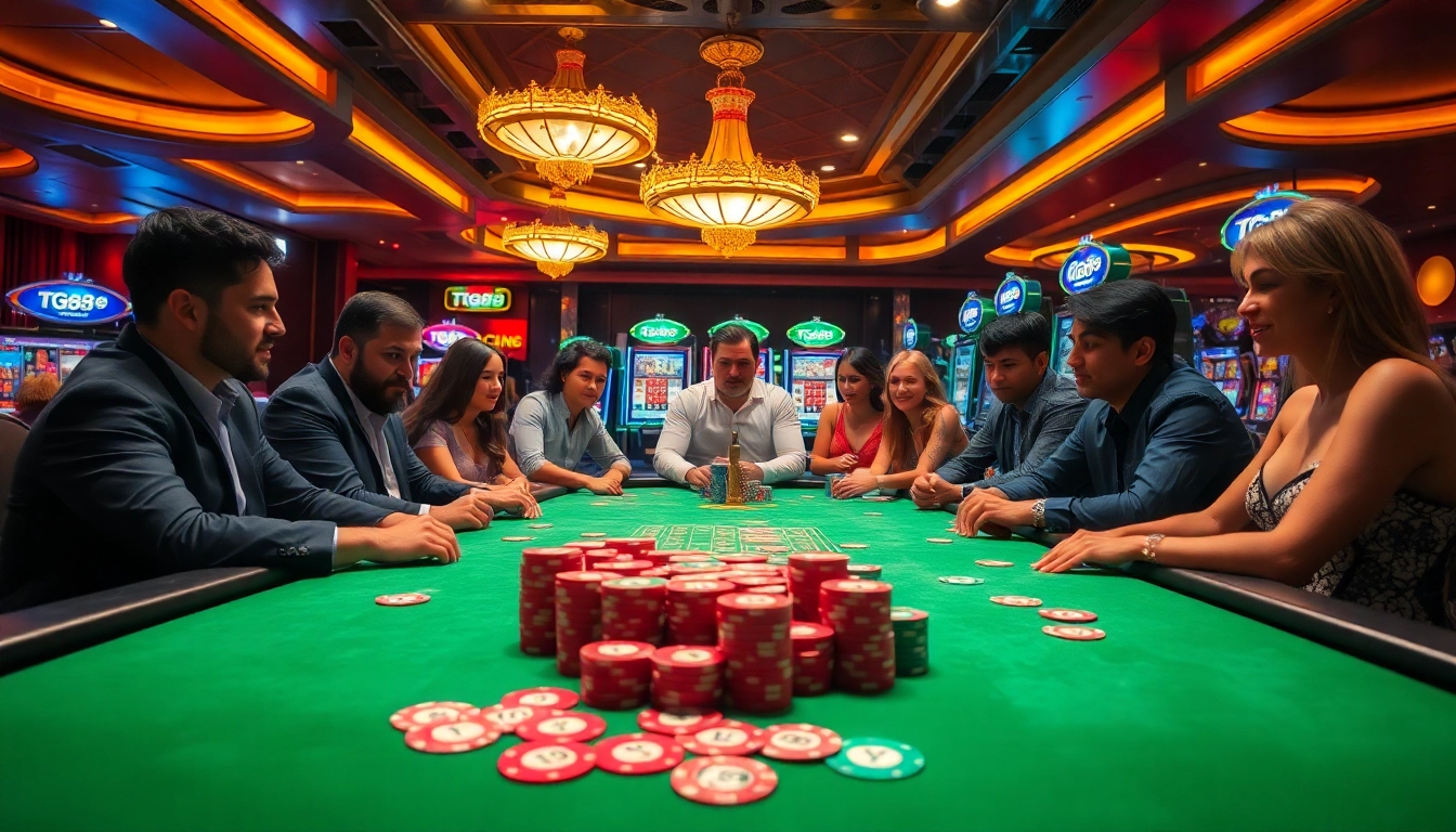 Experience the thrill of gambling at TG88 with engaging poker gameplay and vibrant casino ambiance.