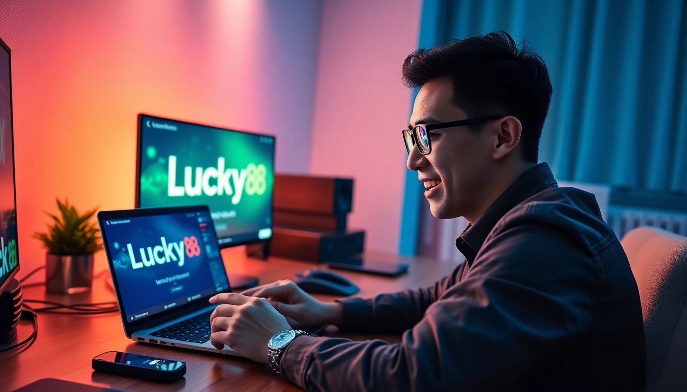 Experience seamless access to lucky88 đăng nhập with modern gaming setup and vibrant atmosphere.