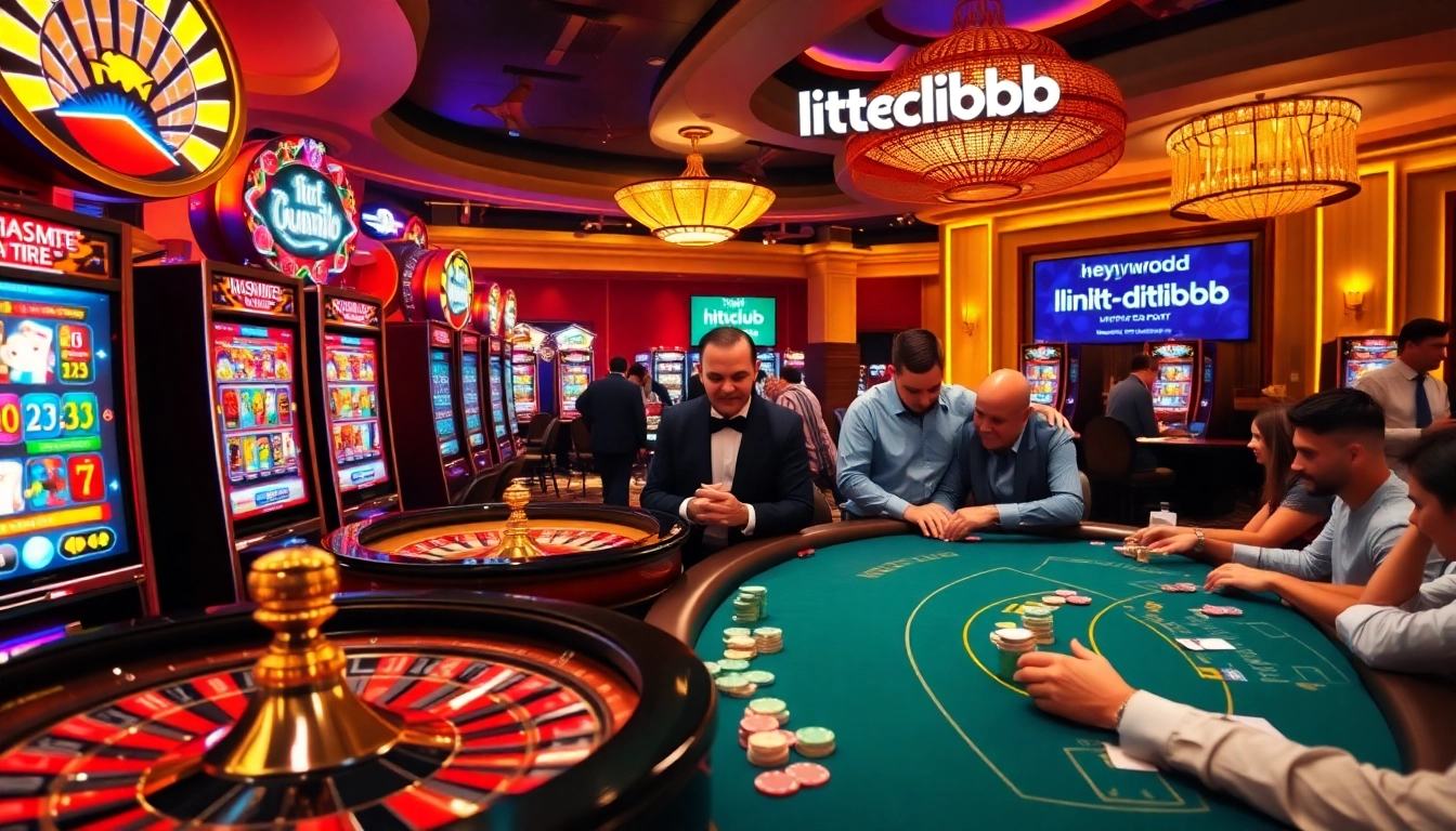 Engaging casino scene featuring vibrant activities, highlighting link hitclub amidst lively games.