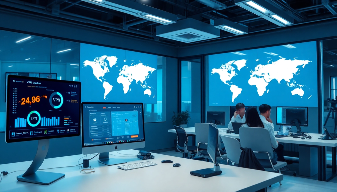 快连官网 showcasing global connectivity in a modern tech workspace.