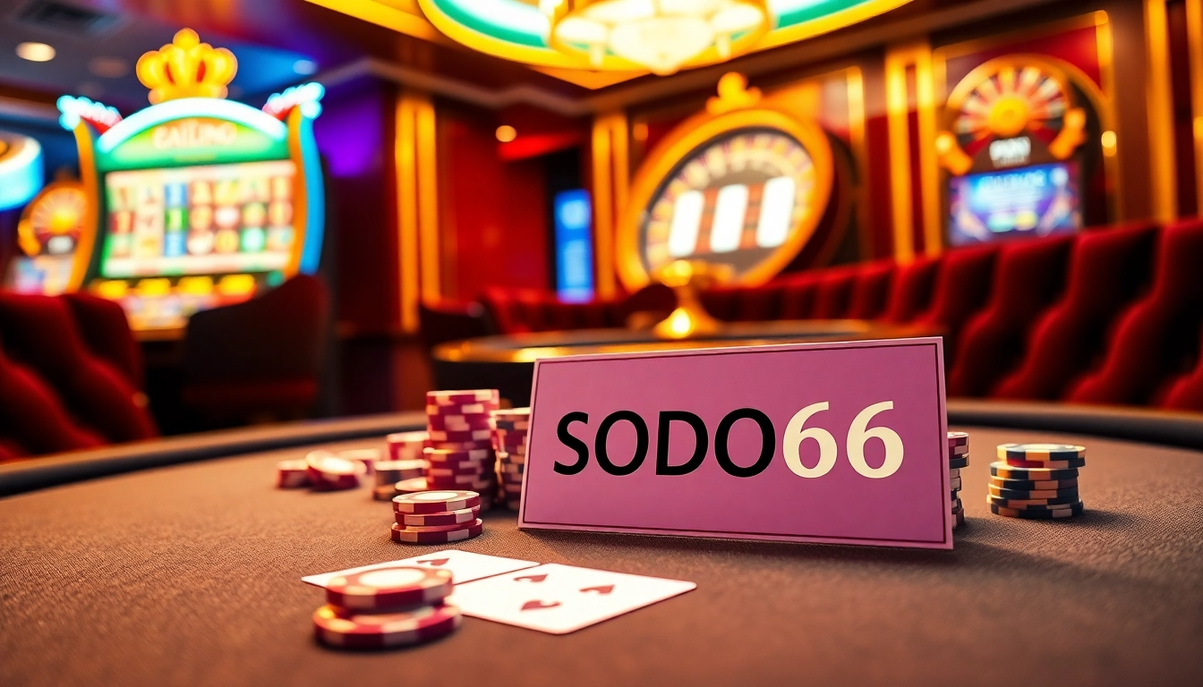 Engaging scene featuring SODO66 poker table and high-stakes casino ambiance.